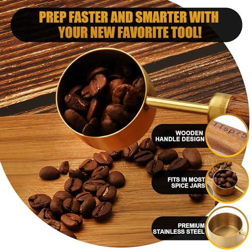 SHIKORI Gold Measuring Cups and Spoons Set with Wood Handles, Premium Stainless Steel Measuring Spoons and Measuring Cups Set-Gold - Image 3