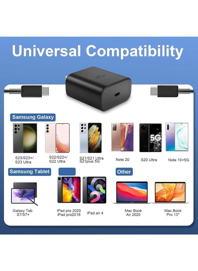 Generic - Fast Charger 45W Type C, Ultra Fast Charger with 1m USB-C Cable, Android for Samsung Galaxy S23 Ultra/S23/S23+/S22/S22 Ultra/S22+/Note 10/20/S20/S21/Tab S7/S8 , black - Image 1