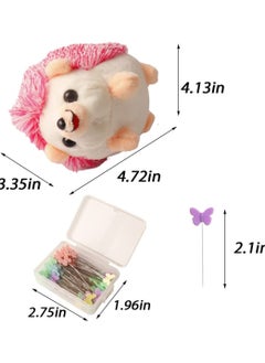 SYOSI Hedgehog Shape Pin Cushion, Cute Pincushions Sewing Kit Lovely Needle Cushions Pins Holder Sewing Accessories Supplies with 100Pcs Colored Butterfly Pins for Quilting DIY Crafts Patchwork  - Image 5