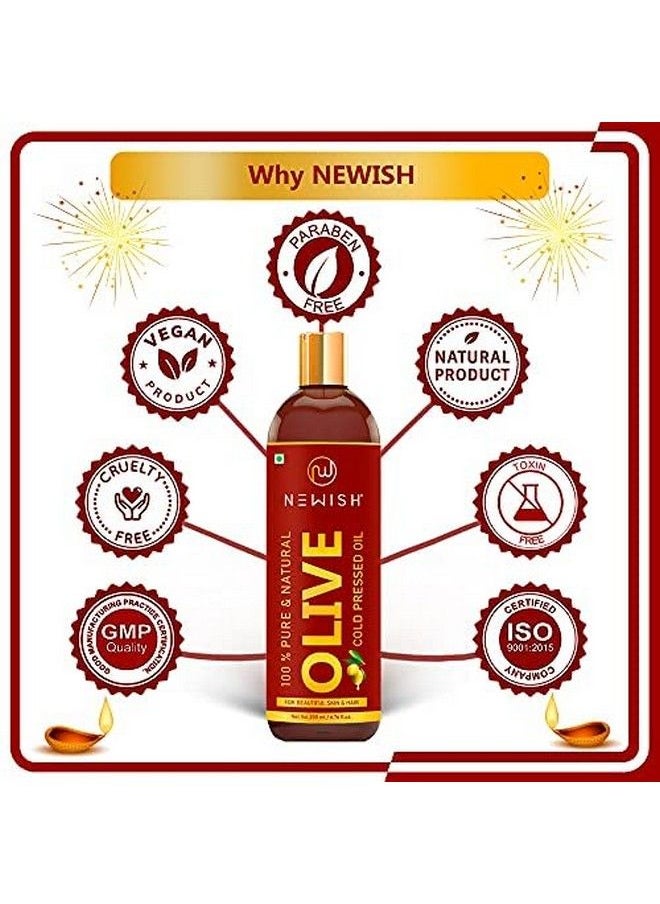 Newish Pure Cold Pressed Olive Oil & Sweet Almond Oil For Growth And Glowing Skin & Face 200 Ml Each  - Image 3