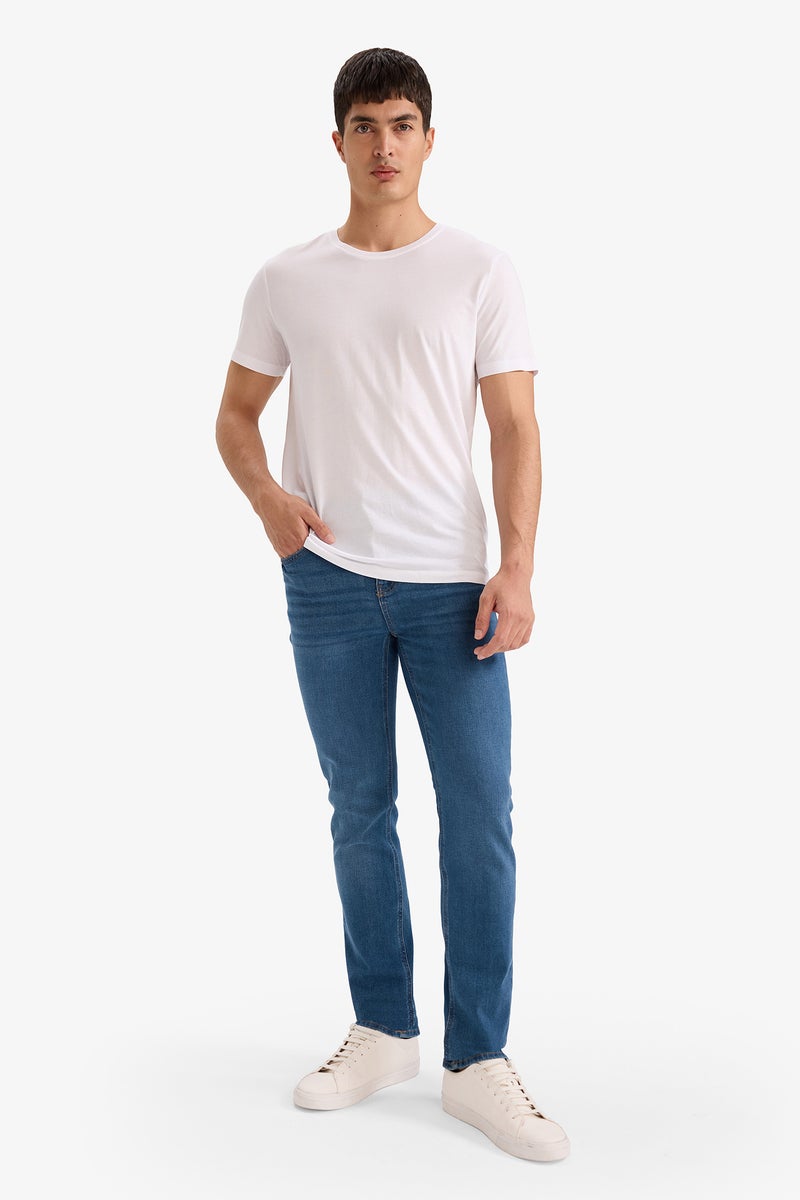 DeFacto Blue Man Sergio -Regular Fit Trousers Casual - Image 4