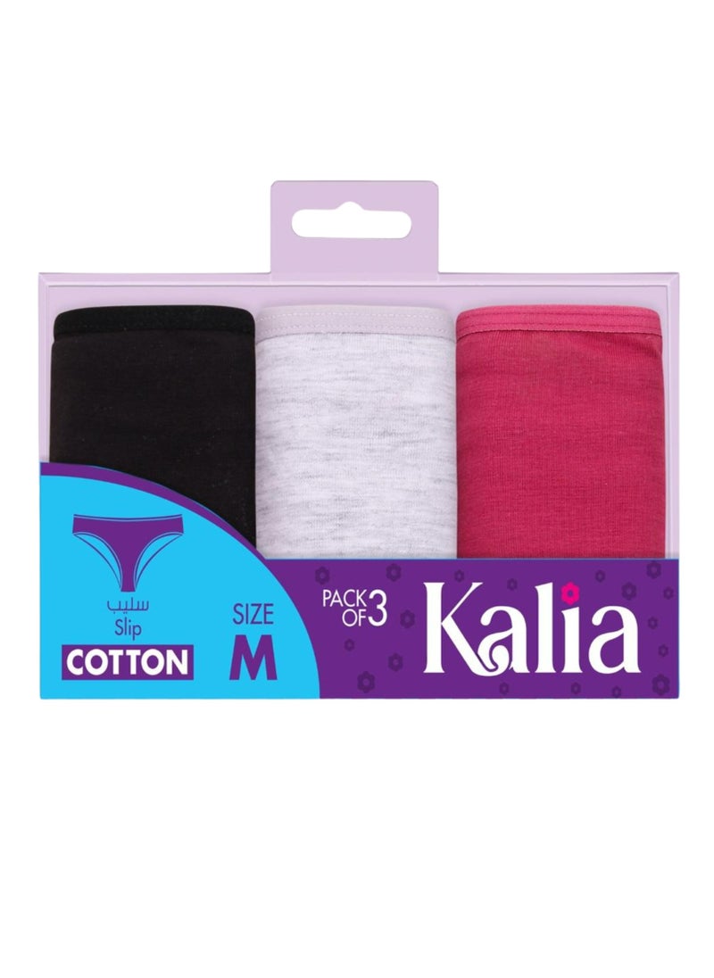 Kalia Pack of 3 Plain Cotton Bikini Panties for Women  - Image 1