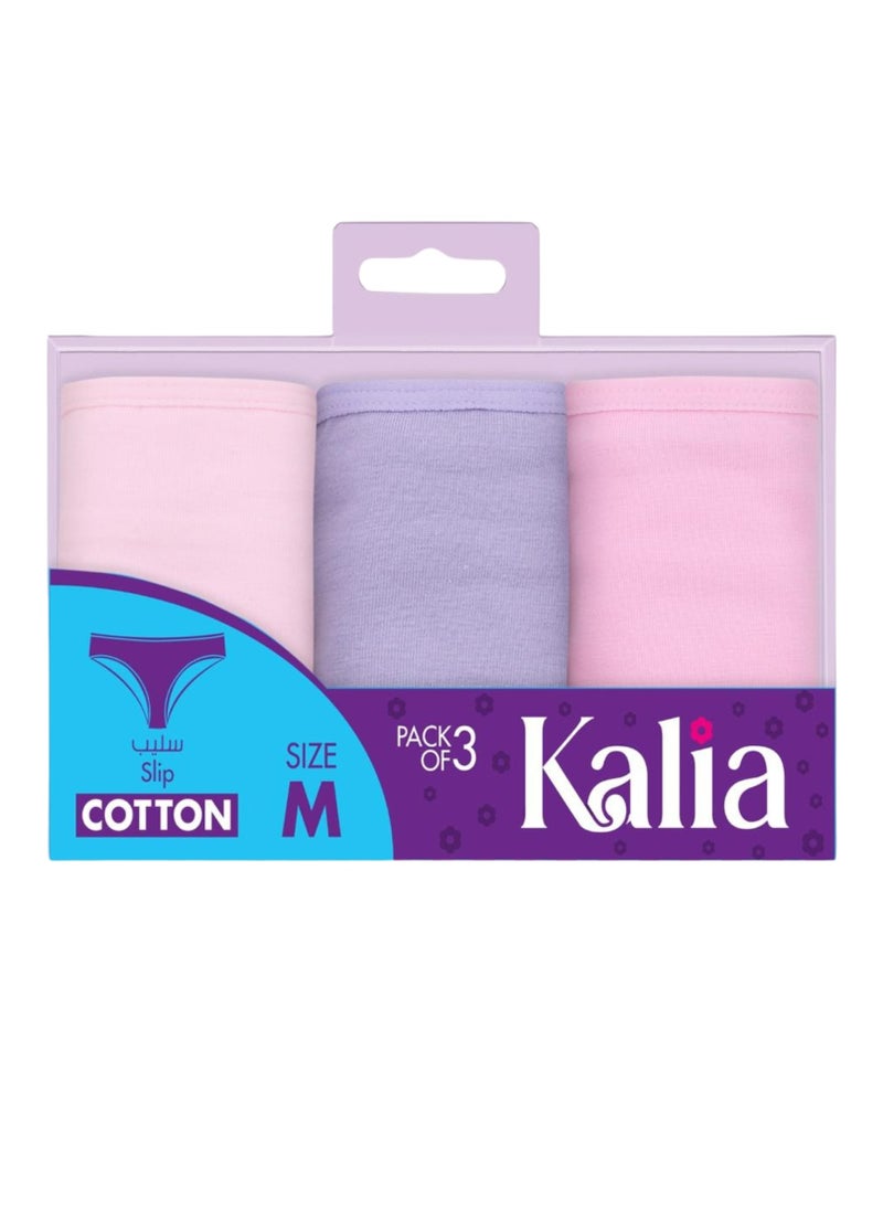 Kalia Pack of 3 Plain Cotton Bikini Panties for Women  - Image 2