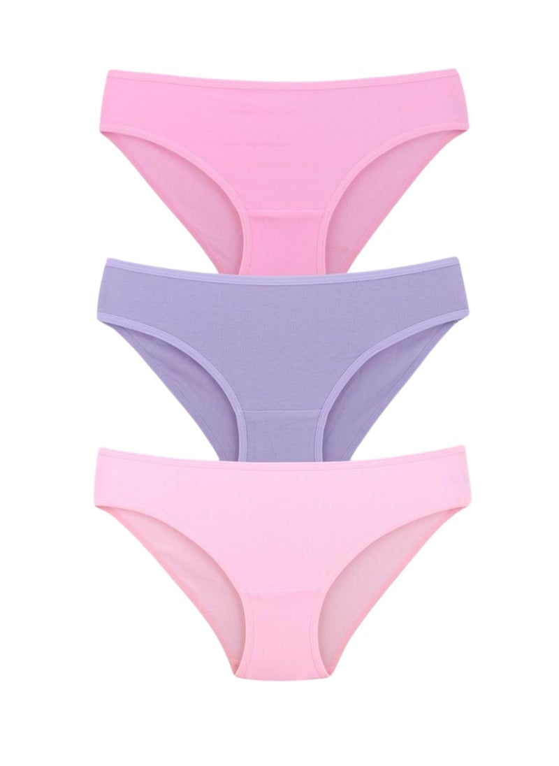 Kalia Pack of 3 Plain Cotton Bikini Panties for Women  - Image 3