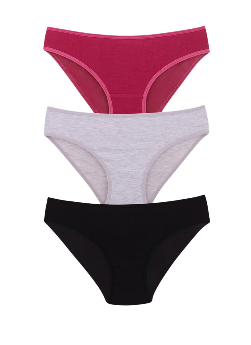 Kalia Pack of 3 Plain Cotton Bikini Panties for Women  - Image 4