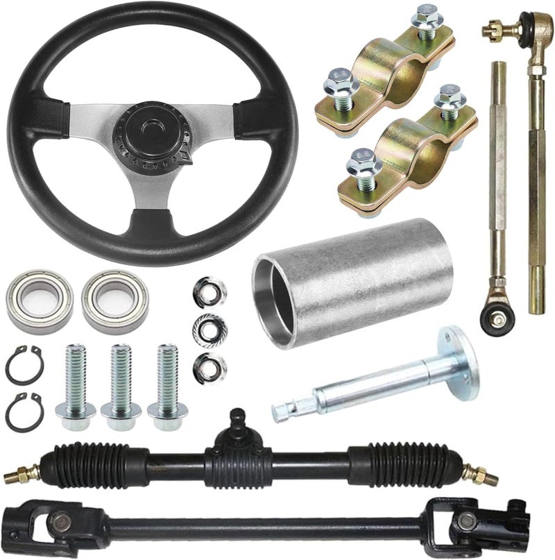 PRO BAT 300mm/11.8'' Steering Wheel Kit with Universal Handlebar Mounting Clamps and Gear Rack Pinion for Go Karts and Buggies - Image 1