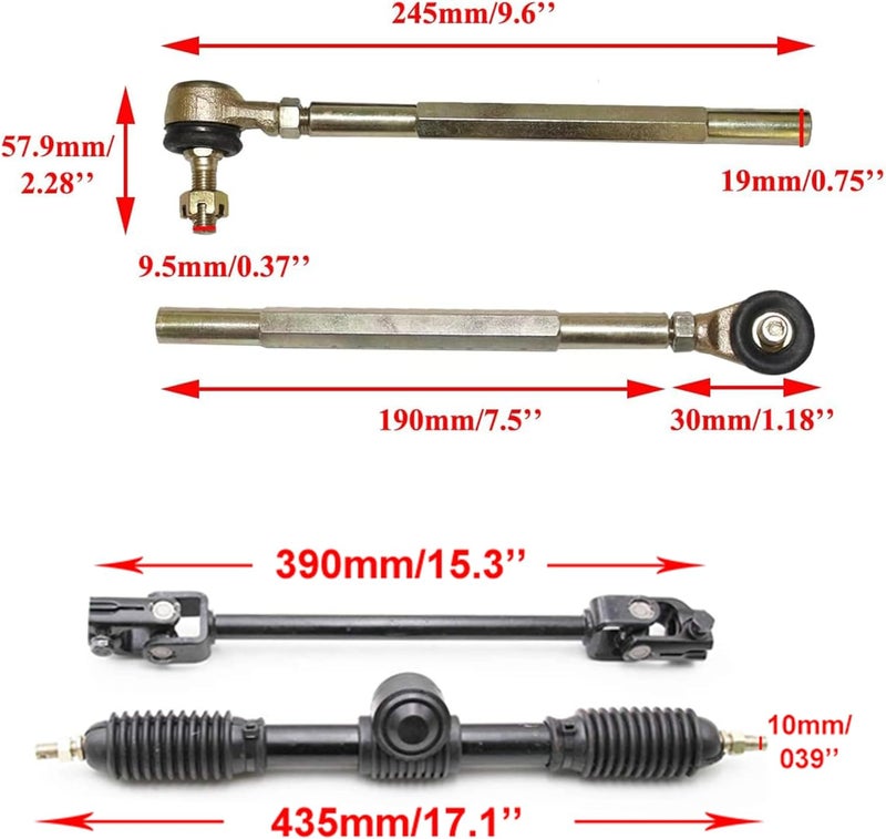 PRO BAT 300mm/11.8'' Steering Wheel Kit with Universal Handlebar Mounting Clamps and Gear Rack Pinion for Go Karts and Buggies - Image 2