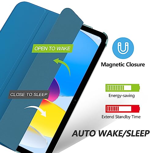 MoKo for iPad (A16) 11th Generation Case 11 Inch 2025,iPad 10th Generation Case 10.9 Inch 2022,Slim Stand Hard PC Translucent Back Shell Smart Cover,Support Touch ID,Auto Wake/Sleep, Peacock Teal Blue - Image 4