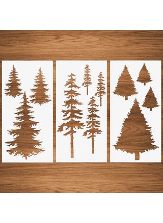 Tree Stencils Tall Pine Fir Tree Cypress Cedar Fall Wall Stencil 3 Packs For Painting On Wood Furniture Canvas Home Decor Crafts Trees Reusable Mylar Stencils 6X12 - pzsku/Z8382C93CE1441ABE701FZ/45/_/1720618275/82203ad4-6722-4a41-8652-e1f9473a57d8
