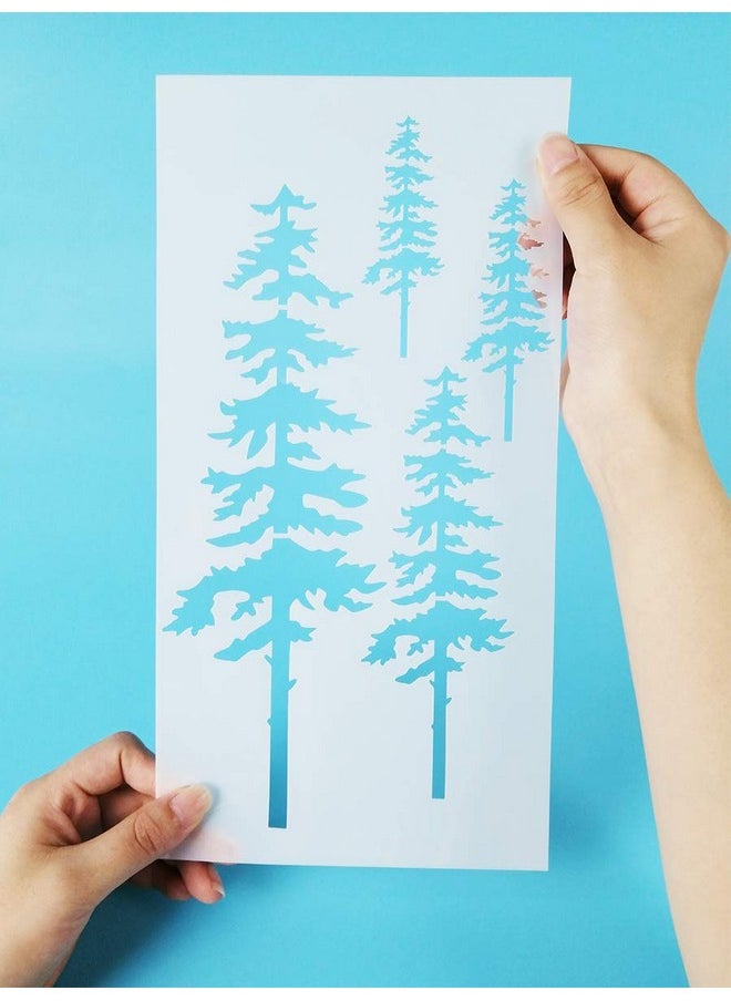 Tree Stencils Tall Pine Fir Tree Cypress Cedar Fall Wall Stencil 3 Packs For Painting On Wood Furniture Canvas Home Decor Crafts Trees Reusable Mylar Stencils 6X12