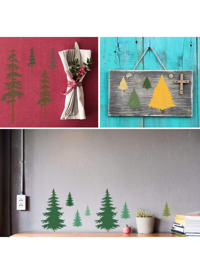 Tree Stencils Tall Pine Fir Tree Cypress Cedar Fall Wall Stencil 3 Packs For Painting On Wood Furniture Canvas Home Decor Crafts Trees Reusable Mylar Stencils 6X12