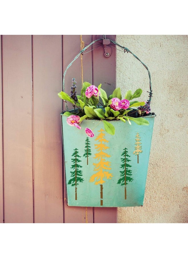 Tree Stencils Tall Pine Fir Tree Cypress Cedar Fall Wall Stencil 3 Packs For Painting On Wood Furniture Canvas Home Decor Crafts Trees Reusable Mylar Stencils 6X12