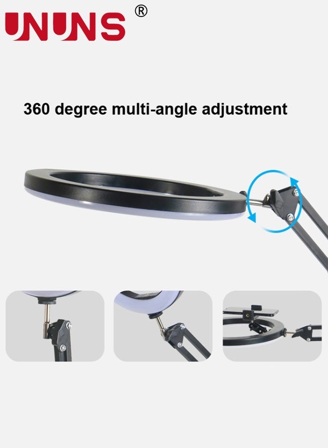 UNUNS Ring Light With Stand,8'' Selfie Ring Light With Stand and Phone Holder for Phone,Dimmable LED Desk Ring Light for Video Recording,Vlog,Live Streaming Tiktok,YouTube - Image 4