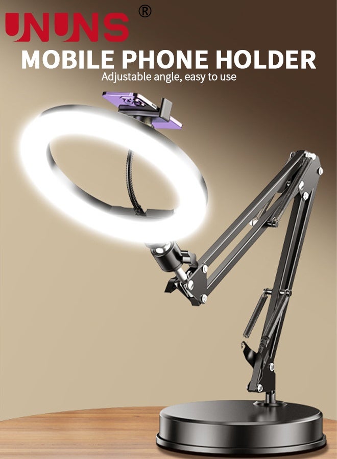 UNUNS Ring Light With Stand,8'' Selfie Ring Light With Stand and Phone Holder for Phone,Dimmable LED Desk Ring Light for Video Recording,Vlog,Live Streaming Tiktok,YouTube - Image 2