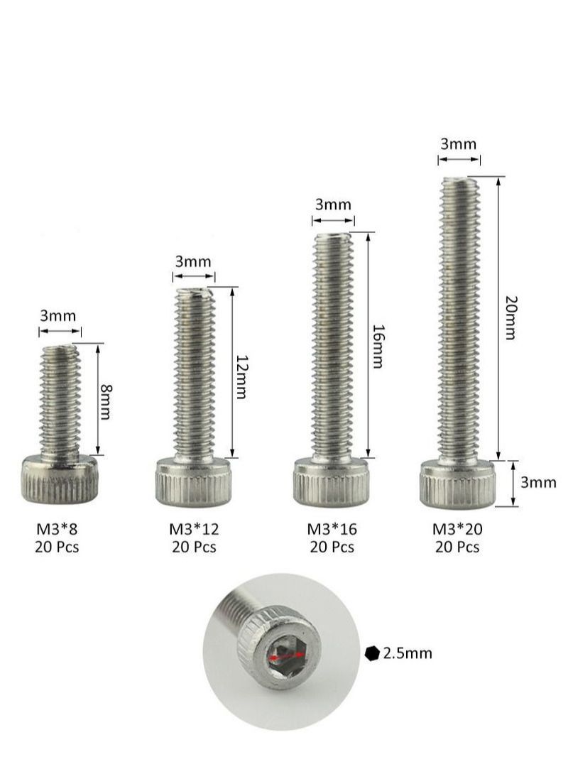 NIBEMINENT 480Pcs Cup Head Socket Head Cap Screw With A Nut Set  - Image 2