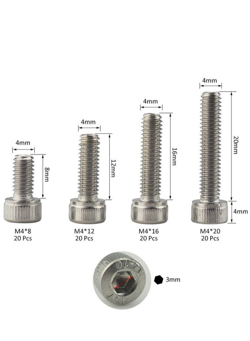 NIBEMINENT 480Pcs Cup Head Socket Head Cap Screw With A Nut Set  - Image 3