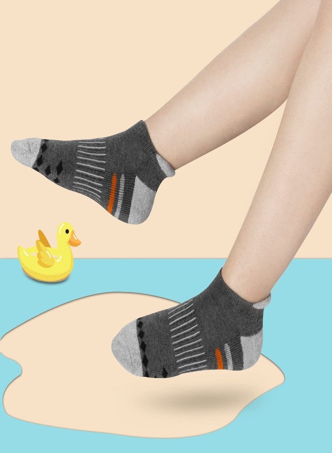 Comfoex 10 Pairs Boys Socks Ankle Athletic Socks For Big Little Kids Cotton Half Cushioned Socks - Image 2