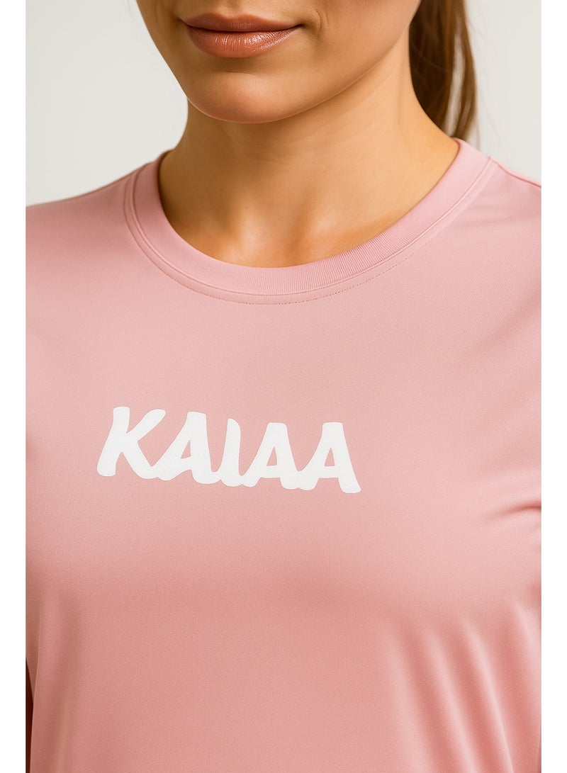 كاجا تيشيرت رياضي حريمي بينك بخامة سريعة الجفاف ومرنة للتمرين والجيم واللبس اليومي - Image 2