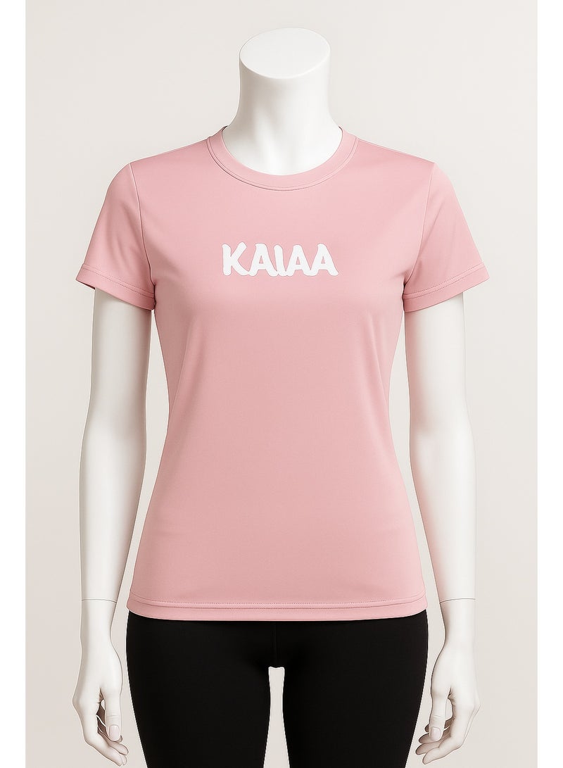 كاجا تيشيرت رياضي حريمي بينك بخامة سريعة الجفاف ومرنة للتمرين والجيم واللبس اليومي - Image 3