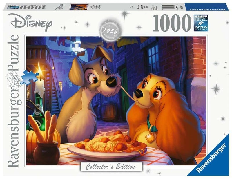 Ravensburger Disney Lady and The Tramp 1000 Piece Jigsaw Puzzle | Unique Softclick Technology | Vibrant, Glare-Free Imagery for Puzzle Enthusiasts - Image 1