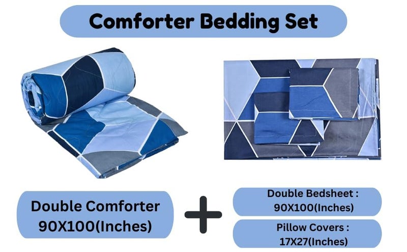 RRC Microfiber Cotton AC Comforter Bedding Set King Size Double Bed with 1 Flat bedsheet 90X100(inches) and 2 Pillow Covers and 1 Double Comforter 90X100(inches) 4 pc Bedding Set - Image 2