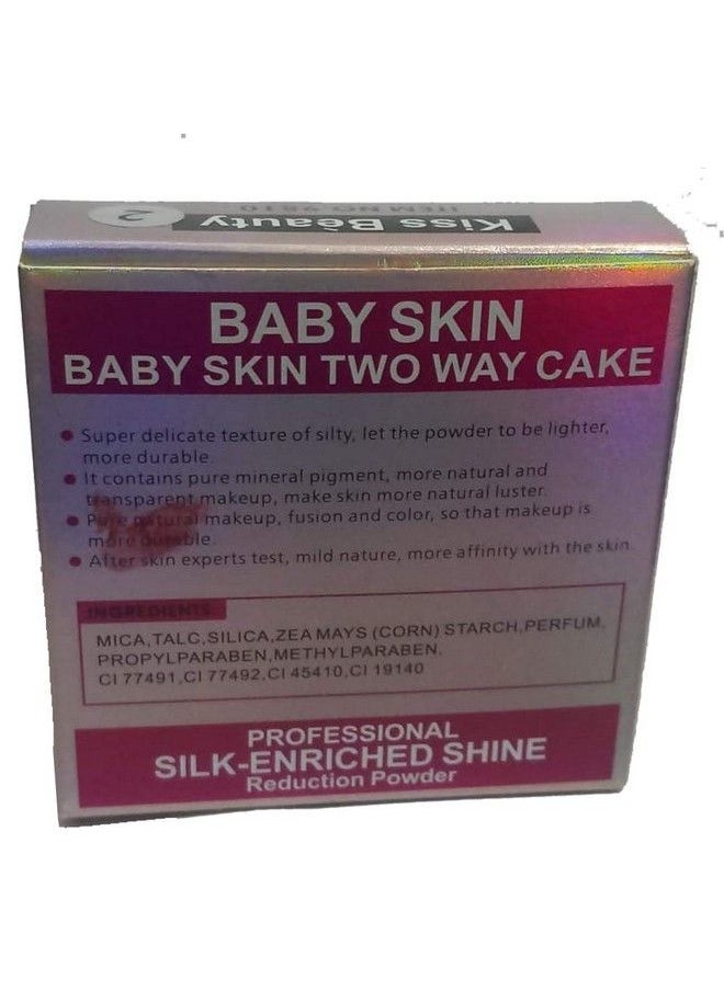 Kiss Beauty Professional Baby Skin Two Way Cake Silk Enriched Shine Reduction Powder 02 Beige 20 G  - Image 3