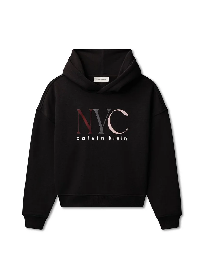 Calvin Klein Jeans Ck Black NYC Graphic Fleece Hoodie for Women | Best Price UAE