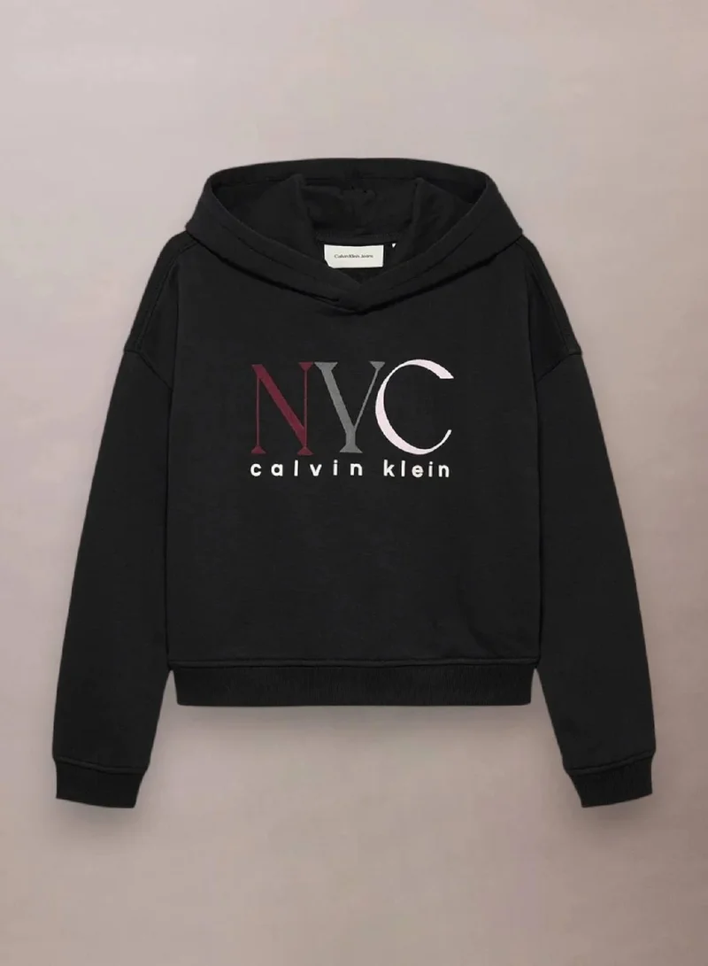 Calvin Klein Jeans Ck Black NYC Graphic Fleece Hoodie for Women | Best Price UAE