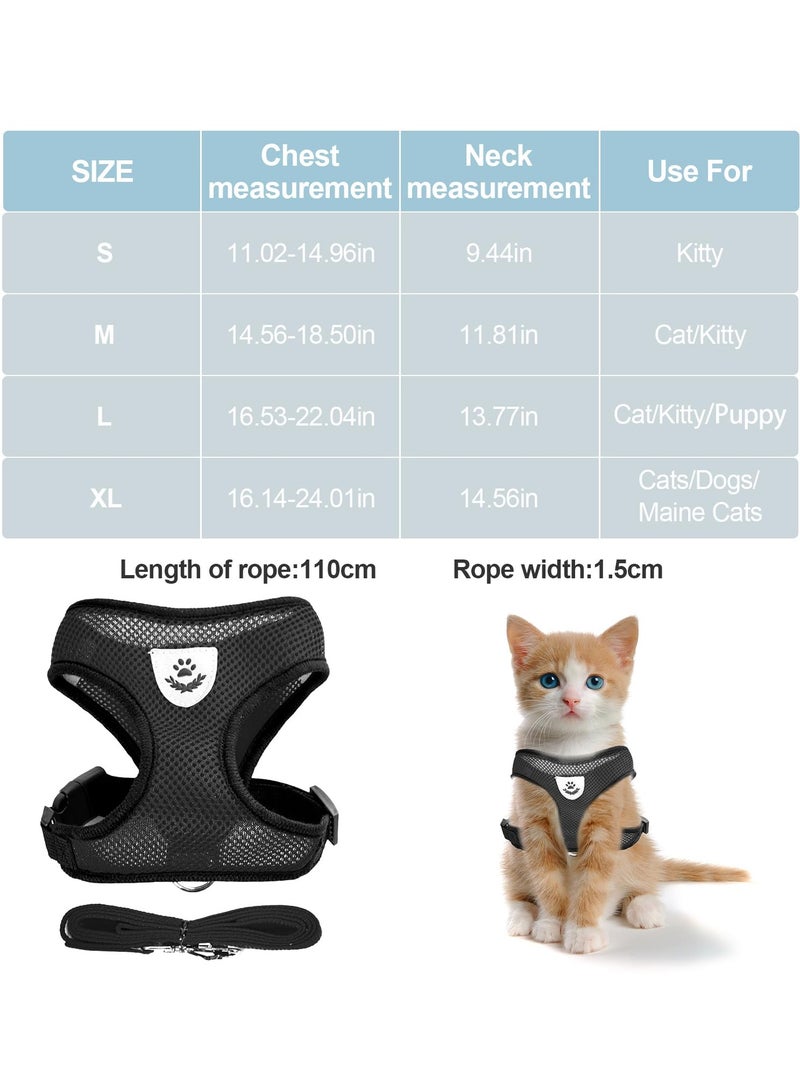 Generic Adjustable Cat Harness with Reflective Strips – Lightweight Breathable Mesh Pet Vest for Cats and Kittens – Escape Proof Cat Leash Harness for Outdoor Walking, Travel & Training 2Pcs  - Image 3