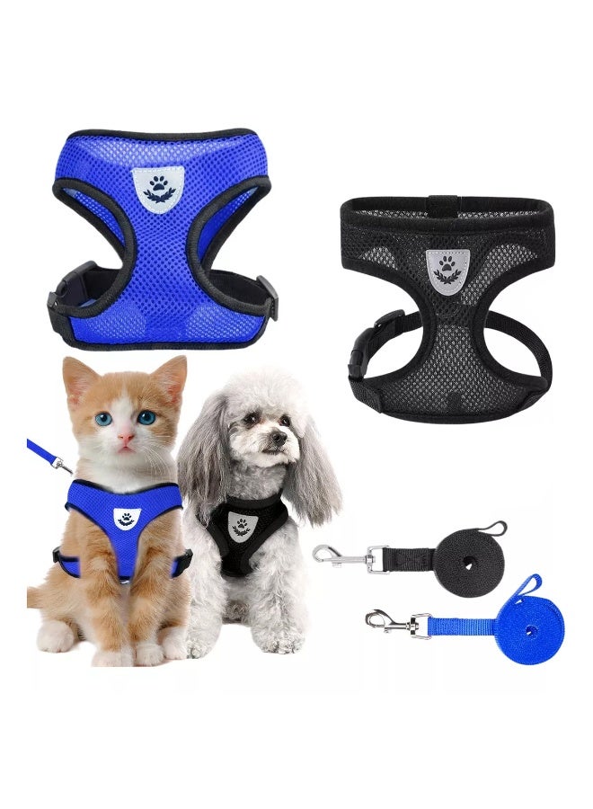 Generic Adjustable Cat Harness with Reflective Strips – Lightweight Breathable Mesh Pet Vest for Cats and Kittens – Escape Proof Cat Leash Harness for Outdoor Walking, Travel & Training 2Pcs  - Image 1