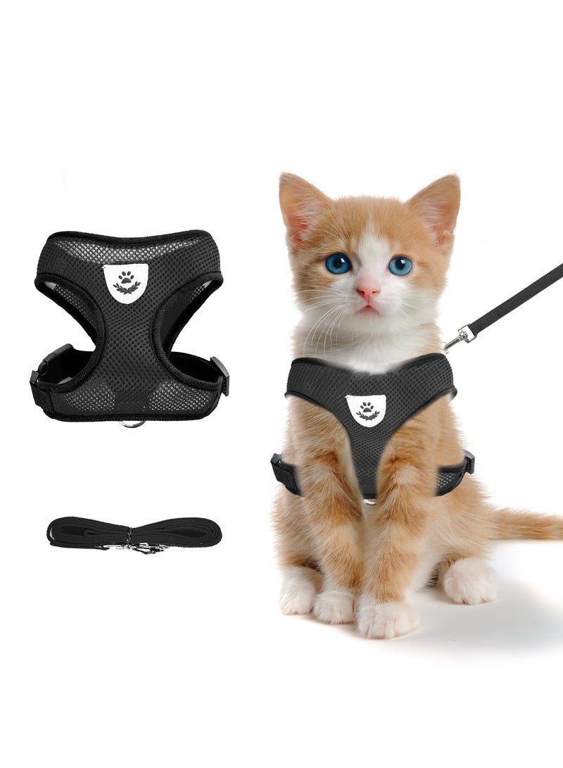 Generic Adjustable Cat Harness with Reflective Strips – Lightweight Breathable Mesh Pet Vest for Cats and Kittens – Escape Proof Cat Leash Harness for Outdoor Walking, Travel & Training 2Pcs  - Image 2