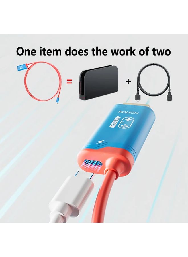 Red Blue 60W PD شاحن سفر محمول 4K HZ منفذ HDTV منافذ USB C متوافق مع Switch2 Switch OLED أجهزة الكمبيوتر المحمولة جهاز العرض - Image 3