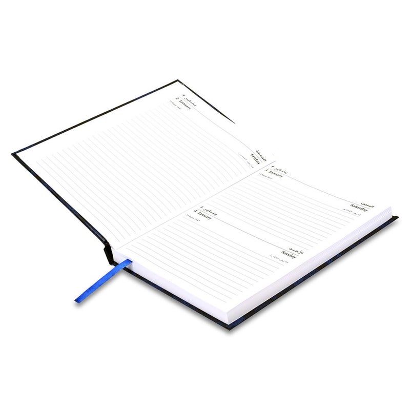 FIS 2026 Diary, A5 Size 148x210mm, 1 Side Padded Vinyl Cover, 1 Day a Page with Saturday & Sunday Combined, Arabic/English, 60gsm White Paper, Blue Cover-FSDI92AEN26BL - Image 3