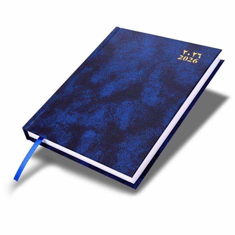 FIS 2026 Diary, A5 Size 148x210mm, 1 Side Padded Vinyl Cover, 1 Day a Page with Saturday & Sunday Combined, Arabic/English, 60gsm White Paper, Blue Cover-FSDI92AEN26BL - Image 1