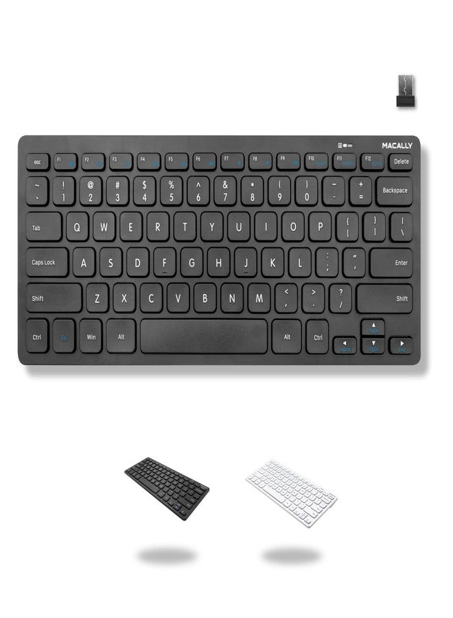 Macally Small Wireless Keyboard - 2.4G Ergonomic & Comfortable Mini Compact USB Keyboard Wireless for Laptop or Windows Computer PC, Tablet, TV - Image 1