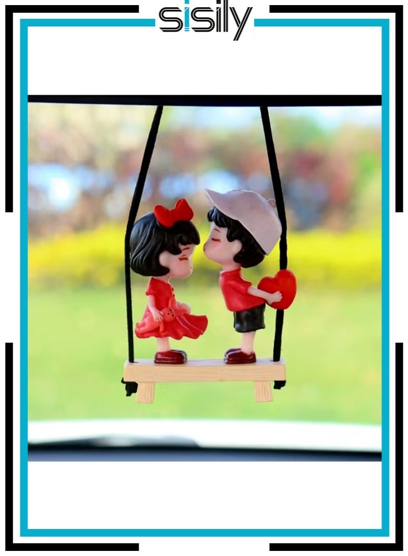 Sisily Couple Cute Ornaments for Car, Car Decoration Cute Cartoon Couples Action, Cartoon Car Dashboard Decorations, Cute Lovely Kiss - Image 1