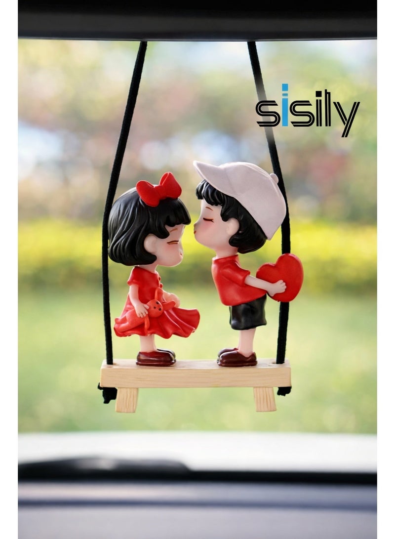Sisily Couple Cute Ornaments for Car, Car Decoration Cute Cartoon Couples Action, Cartoon Car Dashboard Decorations, Cute Lovely Kiss - Image 1