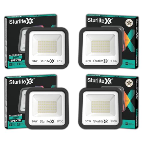 Sturlite Spektr 30 W LED Flood Light| Cool White 6500K Color Temperature LED Lamp| IP66 Waterproof Surge Protection Focus Light for Factory, Garage, Parking, Garden, Playground & Shop - (Pack of 4) - Image 1