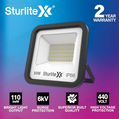 Sturlite Spektr 30 W LED Flood Light| Cool White 6500K Color Temperature LED Lamp| IP66 Waterproof Surge Protection Focus Light for Factory, Garage, Parking, Garden, Playground & Shop - (Pack of 4) - Image 3