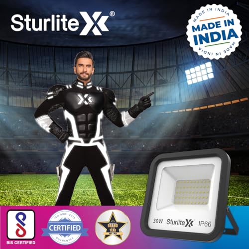 Sturlite Spektr 30 W LED Flood Light| Cool White 6500K Color Temperature LED Lamp| IP66 Waterproof Surge Protection Focus Light for Factory, Garage, Parking, Garden, Playground & Shop - (Pack of 4) - Image 2