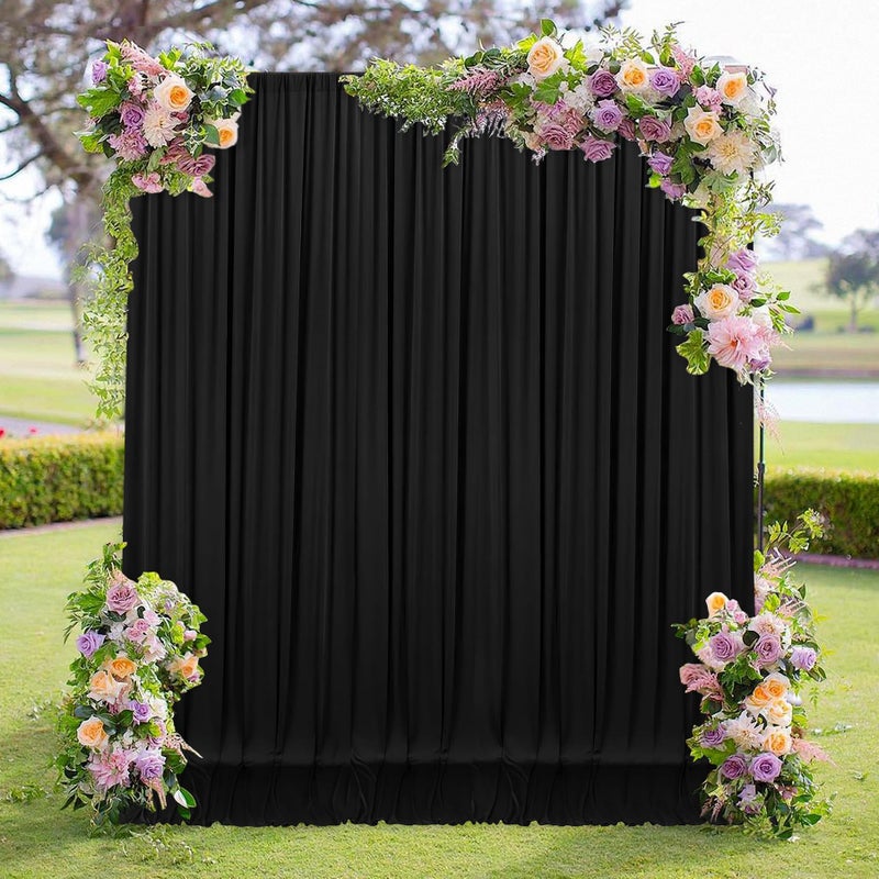 MEETSKY Black Backdrop Curtains for Parties 10ft x 8ft Party Photo Background Curtain Rod Pocket Fabric Drapes Panels for Boys Birthday Holiday Home Halloween Decoration 5ft x 8ft 2 Panels - Image 2