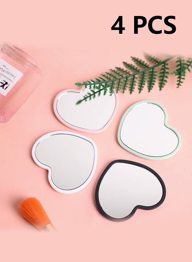 Mini Heart-Shaped Makeup Mirror, Portable Travel Makeup Mirror Cosmetic Mirror Compact Hand Mirrors for Women（4 PCS） - Image 1