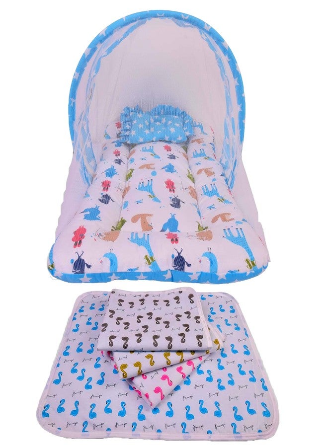 Kwitchy مجموعة كويتشي للأطفال حديثي الولادة تتضمن ناموسية وسريرًا وحفاضات تغيير وملابس (من 0 إلى 6 أشهر) باللون الأزرق - Image 1