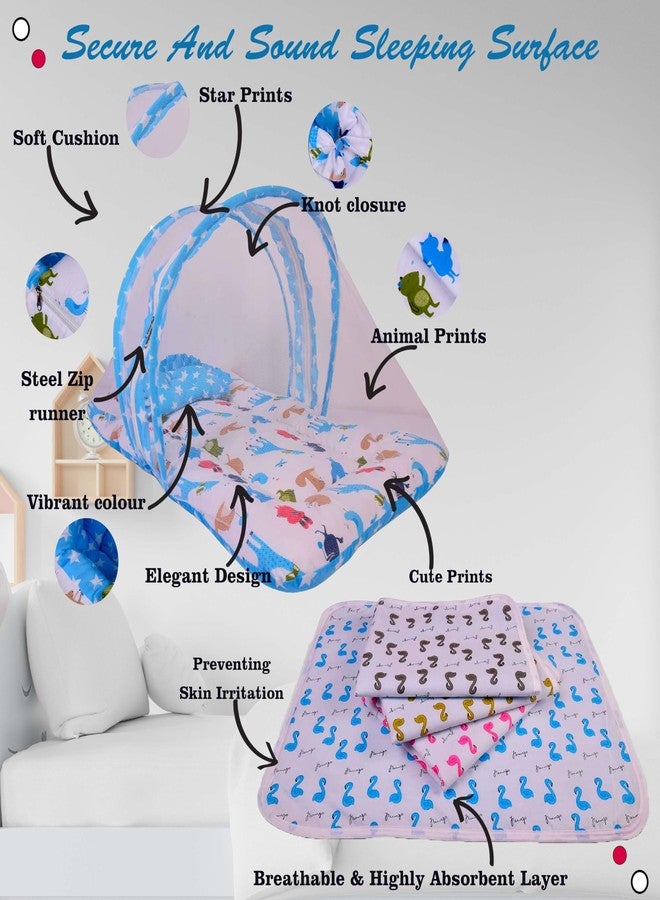 Kwitchy مجموعة كويتشي للأطفال حديثي الولادة تتضمن ناموسية وسريرًا وحفاضات تغيير وملابس (من 0 إلى 6 أشهر) باللون الأزرق - Image 2