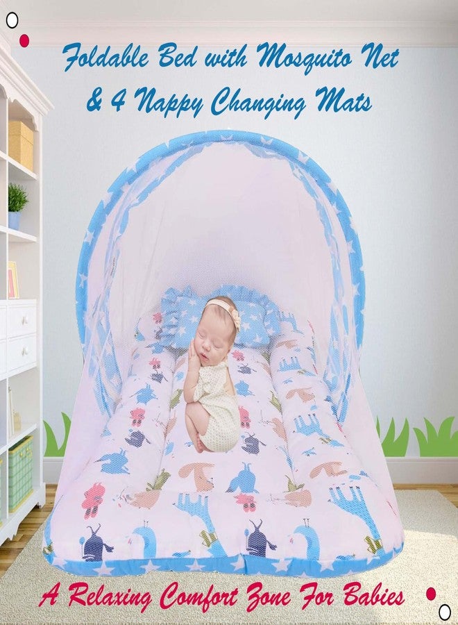 Kwitchy مجموعة كويتشي للأطفال حديثي الولادة تتضمن ناموسية وسريرًا وحفاضات تغيير وملابس (من 0 إلى 6 أشهر) باللون الأزرق - Image 5