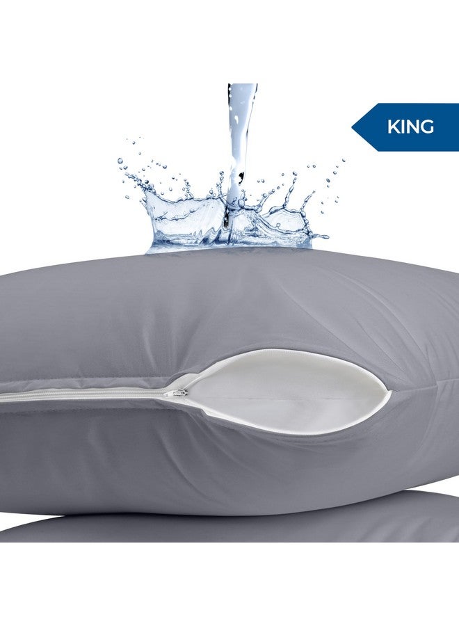Utopia Bedding Waterproof Pillow Protectors Zippered King Size (2 Pack, Gray), Zippered Pillowcases, Bed Bug Proof Pillow Encasement Covers 20 x 38 Inches - Image 2