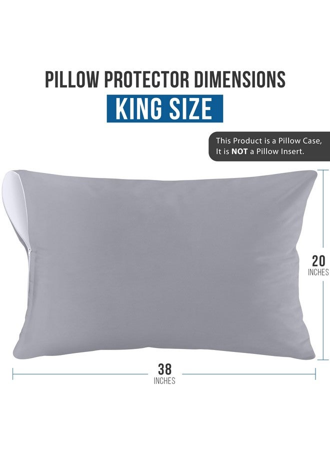 Utopia Bedding Waterproof Pillow Protectors Zippered King Size (2 Pack, Gray), Zippered Pillowcases, Bed Bug Proof Pillow Encasement Covers 20 x 38 Inches - Image 3