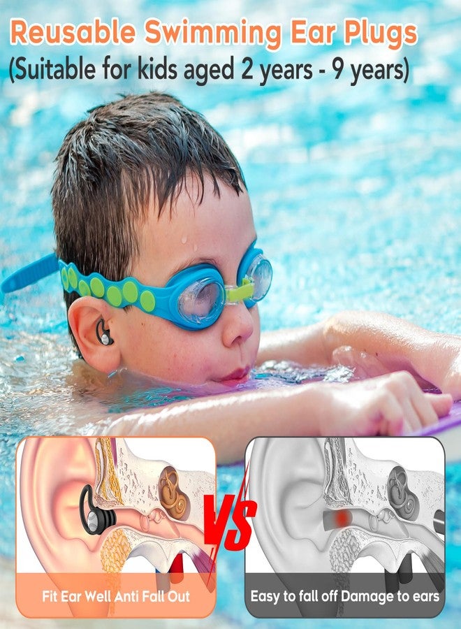 WLSCTY Swimming Ear Plugs Waterproof Earplugs - 3 Pairs Silicone Swim Ear Plugs for Kids, Water Sports Earplugs for Showering, Bathing, Surfing - Keep Ear Water Out (Kids- Black, Pruple, Blue) - Image 3