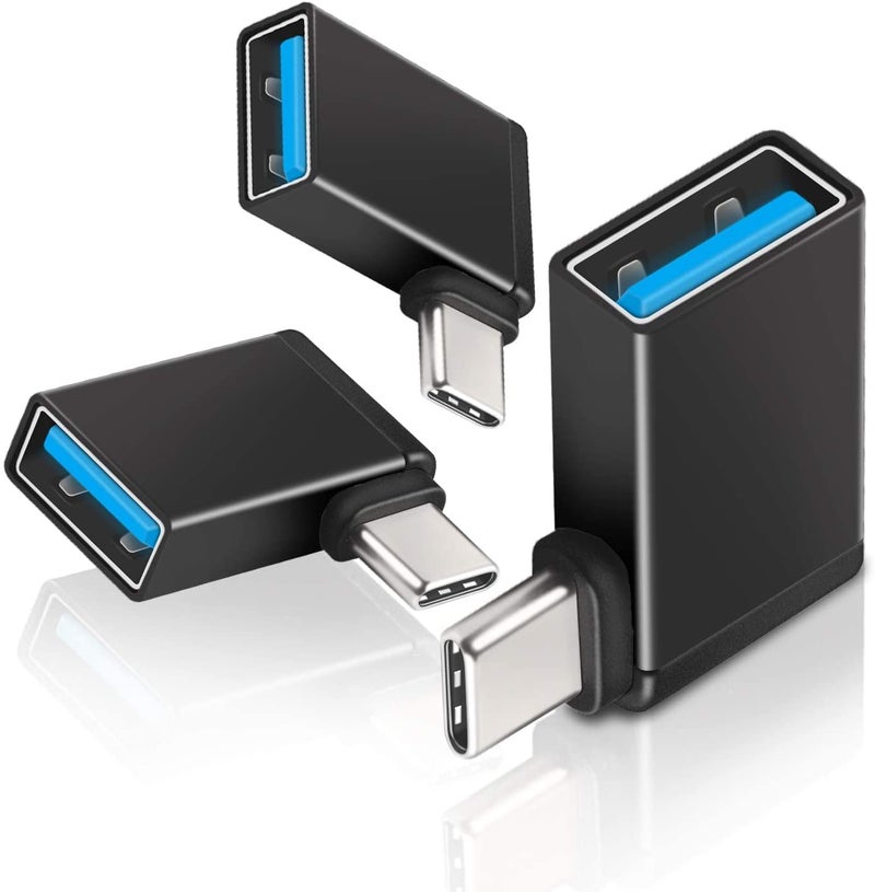 UseBean Right Angle USB C to USB Adapter(3-Pack), 90 Degree Type C Male to USB 3.0 Female Converter,Thunderbolt 3 OTG Connector for MacBook Pro/Air, iPhone 15 Pro Max,Galaxy S24/S23/S22 - Image 1