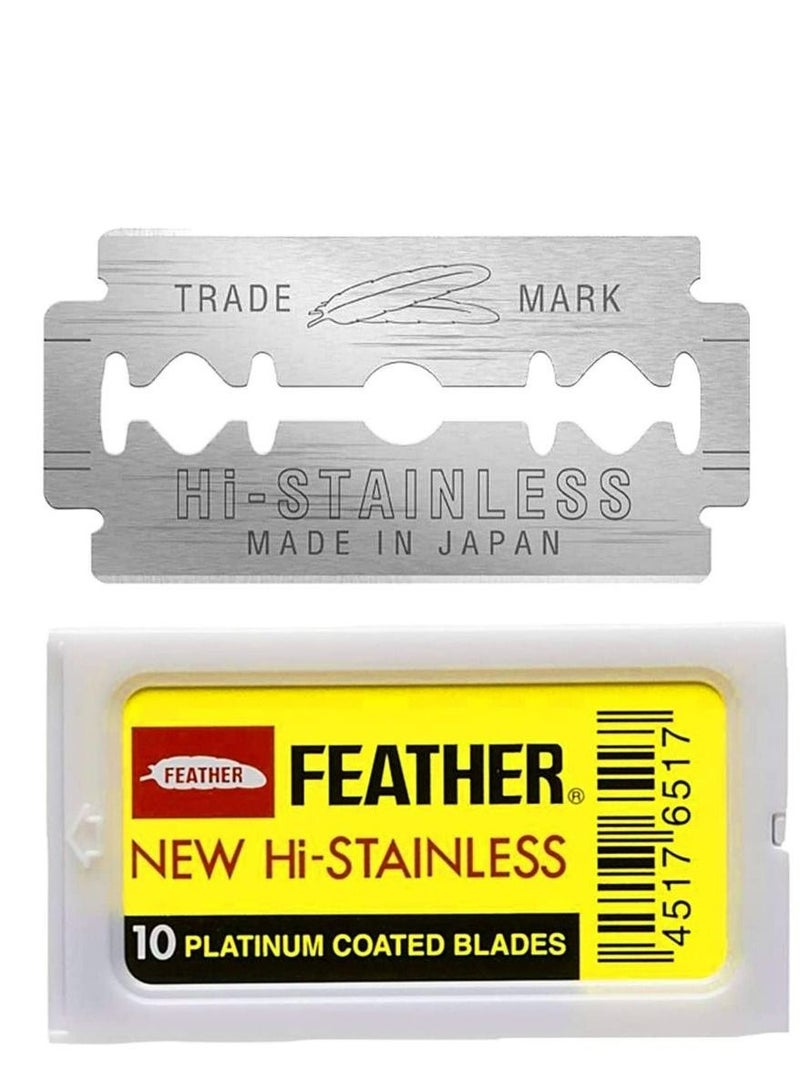 فيذر شفرات حلاقة ذات حافة مزدوجة مطلية بالبلاتين من شركة باربر شوب، 200 قطعة - Image 3